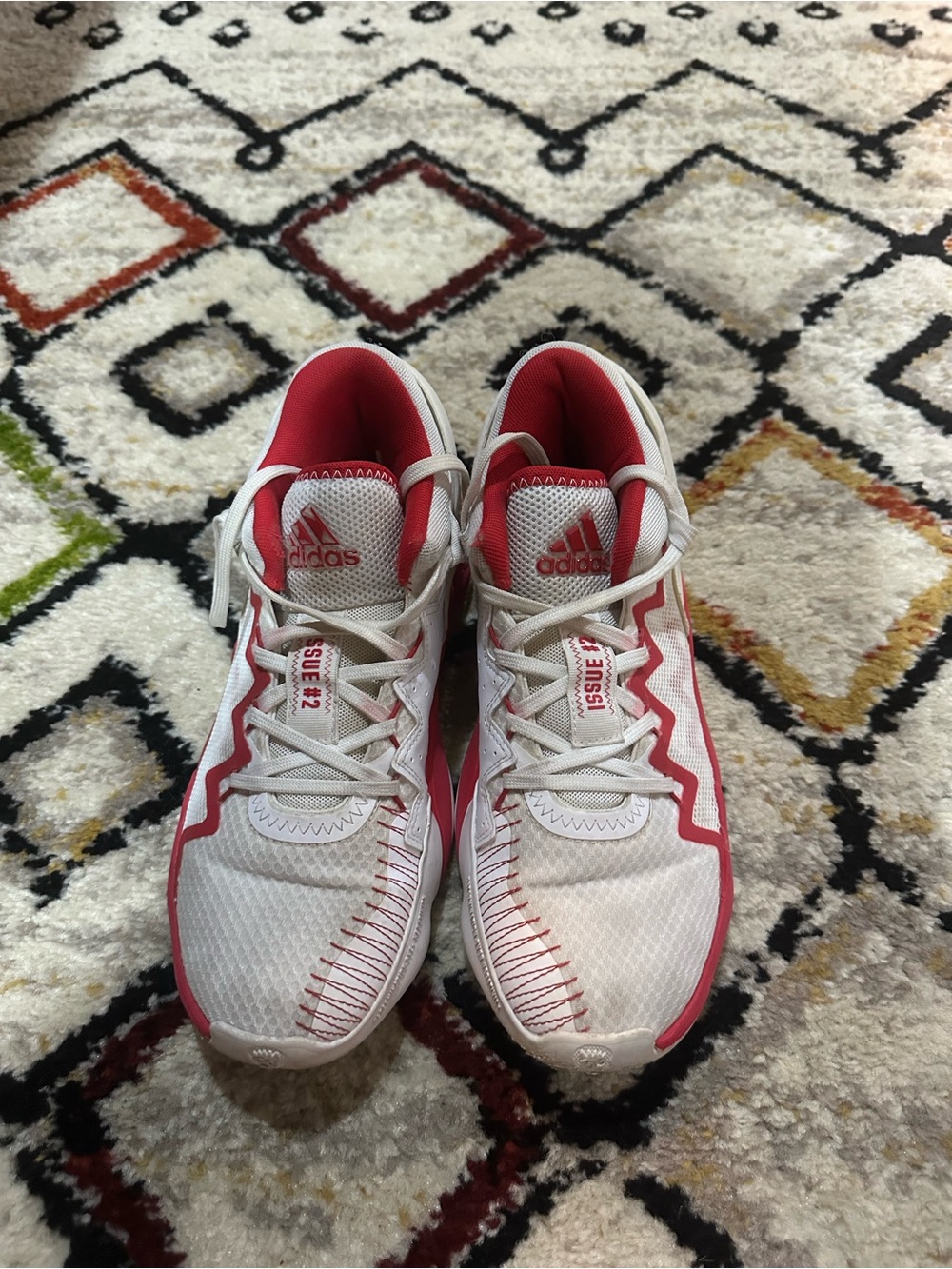ADIDAS red and white COURT SHOES